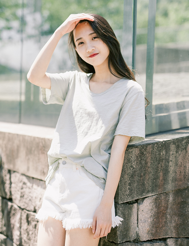 遇见 文艺百搭短袖T恤女夏装新款 简约纯棉宽松纯色V领t打底衫薄|1c1hfh