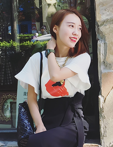 大美家2016夏季新款红唇图案印花喇叭袖短袖T恤韩版白色体恤女潮|1c1ega