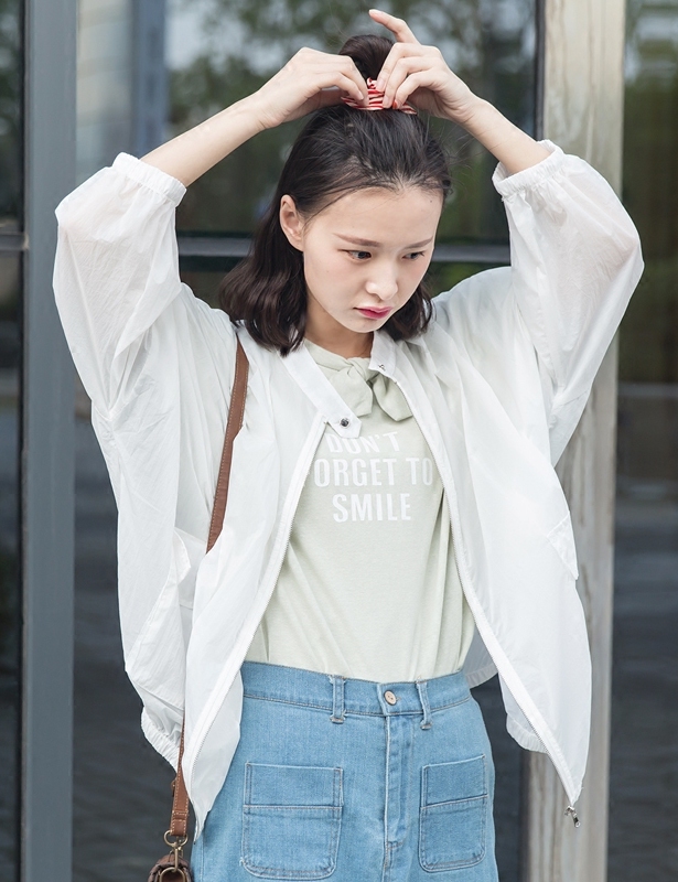 萌果精选/放空/短款纯色防晒衣女 百搭休闲户外薄外套女夏新款|1c16l1